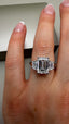 Platinum 3.90ct Lab-Grown Emerald Cut & Trapezoid Diamonds Engagement Ring | 3.00ct Centre Emerald Cut