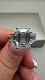 Platinum 3.90ct Lab-Grown Emerald Cut & Trapezoid Diamonds Engagement Ring | 3.00ct Centre Emerald Cut