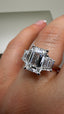 Platinum 3.90ct Lab-Grown Emerald Cut & Trapezoid Diamonds Engagement Ring | 3.00ct Centre Emerald Cut