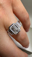 Platinum 3.50ct Lab-Grown Emerald Cut & Baguette Diamonds Engagement Ring | 2.50ct Centre Emerald Cut