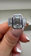 Platinum 3.50ct Lab-Grown Emerald Cut & Baguette Diamonds Engagement Ring | 2.50ct Centre Emerald Cut