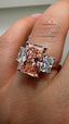 Platinum 4.00ct Lab-Grown Pink Radiant & Radiant Diamonds Engagement Ring | 3.00ct Centre Pink Emerald Cut
