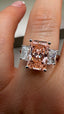 Platinum 4.00ct Lab-Grown Pink Radiant & Radiant Diamonds Engagement Ring | 3.00ct Centre Pink Emerald Cut