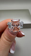 Platinum 4.00ct Lab-Grown Pink Radiant & Radiant Diamonds Engagement Ring | 3.00ct Centre Pink Emerald Cut