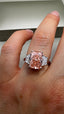 Platinum 4.00ct Lab-Grown Pink Radiant & Trapezoid Diamonds Engagement Ring | 3.00ct Centre Pink Radiant Cut