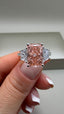 Platinum 4.00ct Lab-Grown Pink Radiant & Trapezoid Diamonds Engagement Ring | 3.00ct Centre Pink Radiant Cut