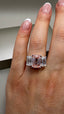18ct Yellow Gold & Platinum 6.00ct Lab-Grown Pink Emerald Cut & Emerald Diamonds Engagement Ring | 3.00ct Centre Pink Emerald Cut