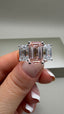 18ct Yellow Gold & Platinum 6.00ct Lab-Grown Pink Emerald Cut & Emerald Diamonds Engagement Ring | 3.00ct Centre Pink Emerald Cut