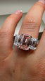 18ct Yellow Gold & Platinum 6.00ct Lab-Grown Pink Emerald Cut & Emerald Diamonds Engagement Ring | 3.00ct Centre Pink Emerald Cut