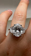 Platinum 3.80ct Lab-Grown Oval & Half- Moon Diamonds Engagement Ring | 3.00ct Centre Oval Cut