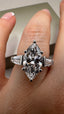 18ct Yellow Gold 4.00ct Lab-Grown Marquise Cut & Tapered Baguette Diamonds Engagement Ring | 3.00ct Centre Emerald Cut