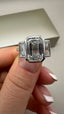 Platinum 4.00ct Lab-Grown Emerald Cut & Baguette Diamonds Engagement Ring | 3.00ct Centre Emerald Cut