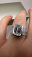 Platinum 4.00ct Lab-Grown Emerald Cut & Baguette Diamonds Engagement Ring | 3.00ct Centre Emerald Cut