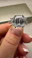 Platinum 3.00ct Lab-Grown Emerald Cut & Tapered Baguette Diamonds Engagement Ring | 2.00ct Centre Emerald Cut