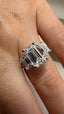 Platinum 4.40ct Lab-Grown Emerald Cut & Emerald Cut Diamonds Engagement Ring | 3.00ct Centre Emerald Cut