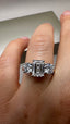 Platinum 2.50ct Lab-Grown Emerald Cut & Round Diamond Engagement Ring | 1.50ct Centre Emerald Cut
