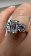 Platinum 2.50ct Lab-Grown Emerald Cut & Round Diamond Engagement Ring | 1.50ct Centre Emerald Cut