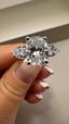 Platinum 3.80ct Lab-Grown Cushion Cut & Pear Cut Diamonds Engagement Ring | 3.00ct Centre Cushion Cut