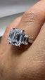 Platinum 2.60ct Lab-Grown Emerald Cut & Emerald Cut Diamond Engagement Ring | 2.00ct Centre Cushion Cut