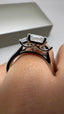 Platinum 2.60ct Lab-Grown Emerald Cut & Emerald Cut Diamond Engagement Ring | 2.00ct Centre Cushion Cut