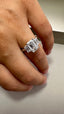 Platinum 2.60ct Lab-Grown Emerald Cut & Emerald Cut Diamond Engagement Ring | 2.00ct Centre Cushion Cut