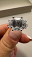 Platinum 2.60ct Lab-Grown Emerald Cut & Emerald Cut Diamond Engagement Ring | 2.00ct Centre Cushion Cut