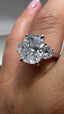Platinum 3.50ct Lab-Grown Cushion Cut & Half Moon Diamond Engagement Ring | 3.00ct Centre Cushion Cut