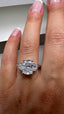 Platinum 3.50ct Lab-Grown Cushion Cut & Half Moon Diamond Engagement Ring | 3.00ct Centre Cushion Cut