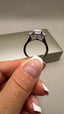 Platinum 3.50ct Lab-Grown Cushion Cut & Half Moon Diamond Engagement Ring | 3.00ct Centre Cushion Cut