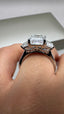 Platinum 5.40ct Lab-Grown Emerald Cut & Tapered Baguette Diamonds Engagement Ring | 5.00ct Centre Emerald Cut
