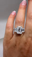 Platinum 5.40ct Lab-Grown Emerald Cut & Tapered Baguette Diamonds Engagement Ring | 5.00ct Centre Emerald Cut