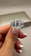 Platinum 5.40ct Lab-Grown Emerald Cut & Tapered Baguette Diamonds Engagement Ring | 5.00ct Centre Emerald Cut