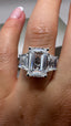 Platinum 5.40ct Lab-Grown Emerald Cut & Tapered Baguette Diamonds Engagement Ring | 5.00ct Centre Emerald Cut