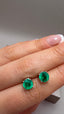 9ct White Gold Single Stone Lab-Grown Emerald Stud Earrings | 2.00ct Round Emeralds