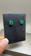 9ct White Gold Single Stone Lab-Grown Emerald Stud Earrings | 2.00ct Round Emeralds