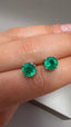 9ct White Gold Single Stone Lab-Grown Emerald Stud Earrings | 2.00ct Round Emeralds