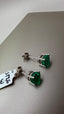 9ct White Gold Single Stone Lab-Grown Emerald Stud Earrings | 2.00ct Round Emeralds