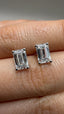 Platinum Single Stone Diamond Stud Earrings | 2.00ct Emerald Cut Diamonds