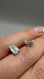 Platinum Single Stone Diamond Stud Earrings | 2.00ct Emerald Cut Diamonds