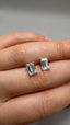 Platinum Single Stone Diamond Stud Earrings | 2.00ct Emerald Cut Diamonds