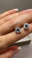 9ct White Gold Single Stone Diamond Stud Earrings | 3.00ct Round Cut Diamonds
