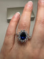 9ct White Gold Lab-Grown Diamond and Blue Sapphire Cluster Ring | 2.23ct Oval Blue Sapphire