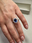 9ct White Gold Lab-Grown Diamond and Blue Sapphire Cluster Ring | 2.23ct Oval Blue Sapphire