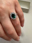 9ct White Gold Lab-Grown Diamond and Emerald Cluster Ring | 1.55ct Oval Green Emerald