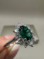 9ct White Gold Lab-Grown Diamond and Emerald Cluster Ring | 1.55ct Oval Green Emerald