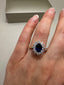 9ct Yellow Gold Lab-Grown Diamond and Blue Sapphire Cluster Ring | 2.23ct Oval Sapphire Centre