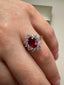9ct Yellow Gold Lab-Grown Diamond and Ruby Cluster Ring | 2.23ct Oval Ruby Centre