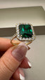 9ct Yellow Gold Lab-Grown Emerald & Diamond Halo Ring | 5.33ct Fine Jewellery