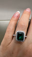 9ct White Gold Lab-Grown Emerald Cut Emerald & Diamond Halo Ring | 3.19ct Emerald Cut Fine Jewellery