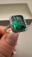 9ct White Gold Lab-Grown Emerald Cut Emerald & Diamond Halo Ring | 3.19ct Emerald Cut Fine Jewellery